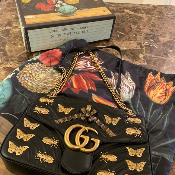 GG Messenger Marmont Animal Studs Medium Black - Picture 4 of 11